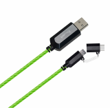 2 in 1 EL Visible Type_C to Micro USB Flowing Round Cable 